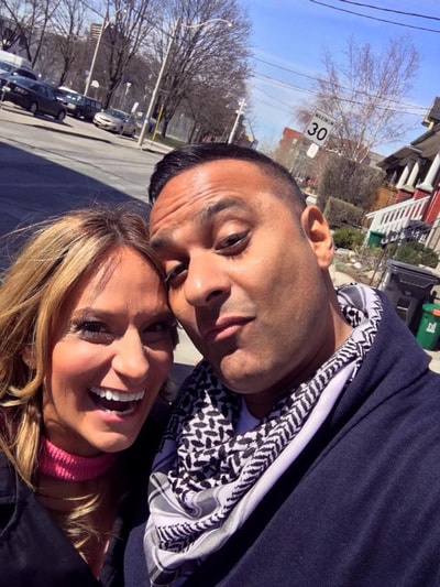 Jennifer Ettinger with Russell Peters from "The Indian Detective"